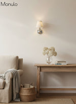 Load image into Gallery viewer, Rowan Drum Shade Wall Sconce – Fabric Sconce Light for Cozy Cottage Lighting