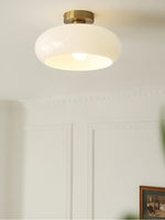 Load image into Gallery viewer, Retro Brass Bauhaus Glass Disc Ceiling Lamp