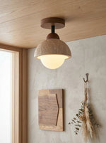 Load image into Gallery viewer, Wabi-Sabi Travertine Dome Ceiling Light