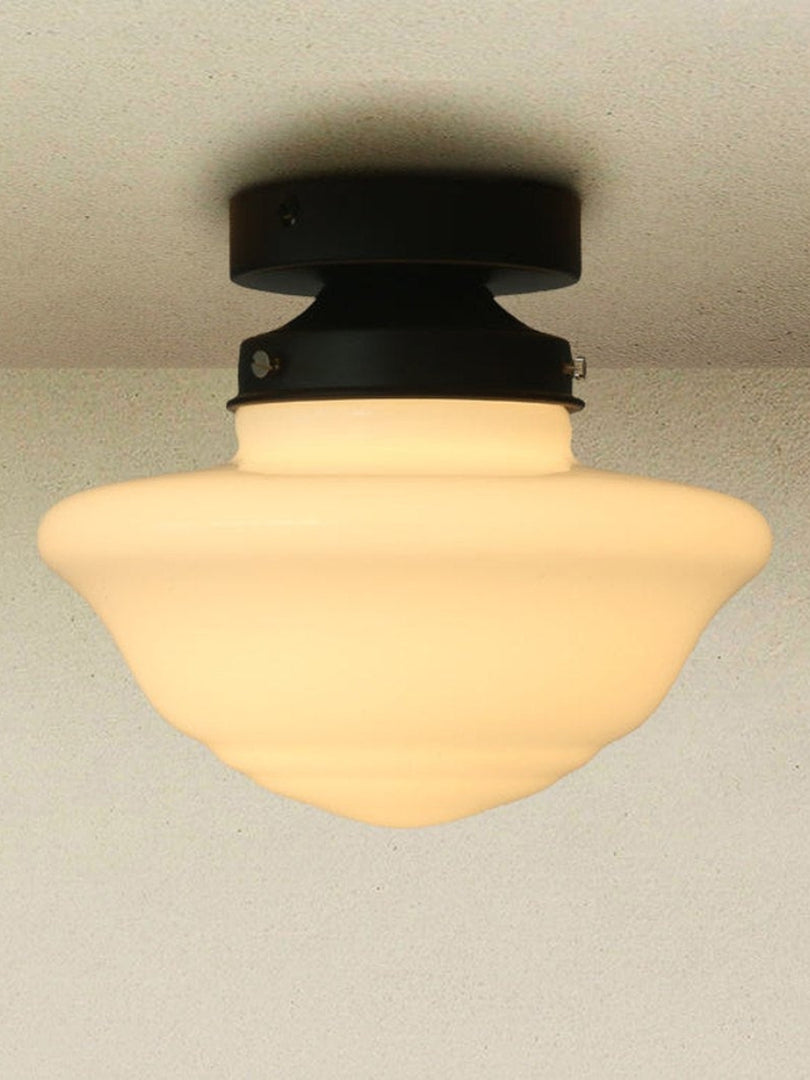Art Deco UFO Milk Glass Fixed Ceiling Light