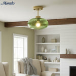 Load image into Gallery viewer, Verdoma Textured Ribbed Glass Flush Ceiling Light Farmhouse Style for Dining and Hallways