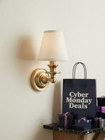 Load image into Gallery viewer, Rowan Drum Shade Wall Sconce – Fabric Sconce Light for Cozy Cottage Lighting