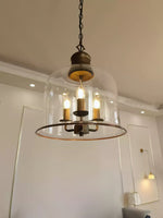 Bild in Gallery-Viewer laden, American Vintage gealterte klare Glockenglas Pendelleuchte