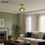 Load image into Gallery viewer, Verdoma Textured Ribbed Glass Flush Ceiling Light Farmhouse Style for Dining and Hallways