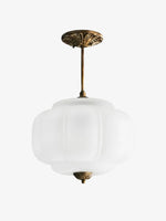 Load image into Gallery viewer, Eloise Scallop Vintage Milk Glass Semi-Flush Mount Pendant Light
