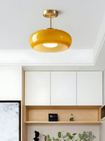 Load image into Gallery viewer, Retro Brass Bauhaus Glass Disc Ceiling Lamp