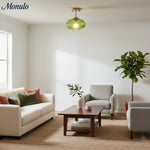 Load image into Gallery viewer, Verdoma Textured Ribbed Glass Flush Ceiling Light Farmhouse Style for Dining and Hallways