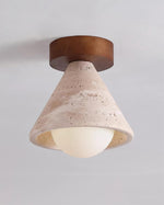 Load image into Gallery viewer, Cream Style Entrance Yellow Travertine Walnut Ceiling Lamp