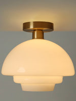 Load image into Gallery viewer, Art Deco Milk Glass Fixed Ceiling Light