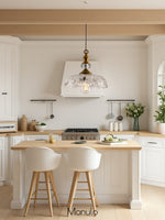 Load image into Gallery viewer, Vintage Brass Clear Glass Flower Pendant Light For Kitchen Island