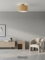 Bild in Gallery-Viewer laden, Dumora Trommel Gewebte Deckenleuchte - Rustikale Boho Halbeinbauleuchte