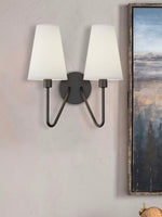Load image into Gallery viewer, Rowan Fabric Shade Wall Sconce – Modern Industrial Light for Bedroom