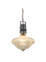 Load image into Gallery viewer, Ribbed Glass Pendant Light - Contemporary Brass and Glass Pendant for Kitchen and Living Room