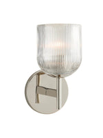 Cargar imagen en el visor de la Galería, Aplique Bravira de vidrio acanalado: lámpara de pared de latón y vidrio en estilos simple, doble y triple