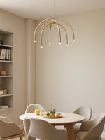 Charger l'image dans la visionneuse de galerie, Lustre à arc Borvia – Design moderne du milieu du siècle, finition champagne