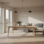 Load image into Gallery viewer, Foldray Scalloped Edge Leather-Style Linear Chandelier – Modern Dining Room Lighting