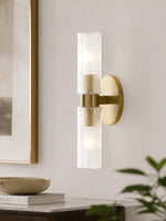 Cargar imagen en el visor de la Galería, Lámpara de pared doble Rivora con tubo de vidrio acanalado: iluminación de pared contemporánea para la entrada