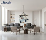 Load image into Gallery viewer, Auria Hand-Blown Glass & Metal Linear Chandelier – Contemporary Multi-Arm Fixture for Dining & Kitchen Island