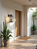 Load image into Gallery viewer, Yolvira Glass Outdoor Wall Light – Modern Metal Lantern For Porch