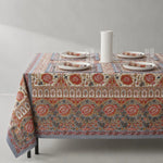 Cargar imagen en el visor de la Galería, Charcoal paisley floral tablecloth on a dining table