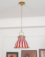 Load image into Gallery viewer, Circus Glass Pendant Lamp – Fun Red Stripe Art Glass for Eclectic Spaces