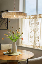 Load image into Gallery viewer, Elumina Elegant Pleated Silk Shade Pendant – Mid-Century Hanging Light for Dining Room
