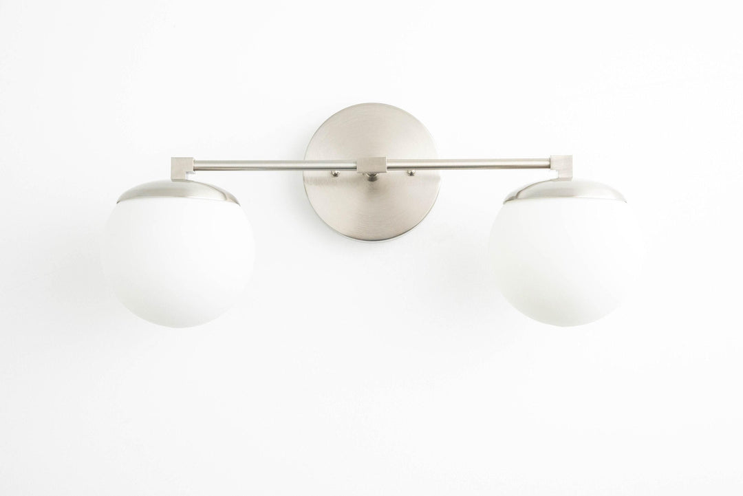 Glorica Glass Modern Wall Sconce – Contemporary 2-Globe Indoor Accent Lamp for Hallway