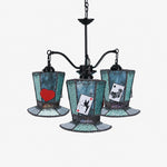 Cargar imagen en el visor de la Galería, Alice-Inspired Stained Glass 3-Light Chandelier