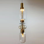 Load image into Gallery viewer, Contemporary Hanging Light - Iron Metal Glass Gold Brown Damp-rated