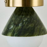 Load image into Gallery viewer, Close-up of green jade-style shade and brushed metal canopy