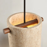 Cargar imagen en el visor de la Galería, Wabi-Sabi Travertine Cylinder Pendant Light