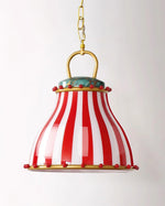 Load image into Gallery viewer, Circus Glass Pendant Lamp – Fun Red Stripe Art Glass for Eclectic Spaces