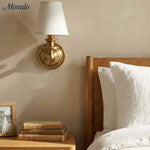 Load image into Gallery viewer, Rowan Drum Shade Wall Sconce – Fabric Sconce Light for Cozy Cottage Lighting