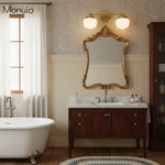 Bild in Gallery-Viewer laden, Opalume Metal Canopy Globe Vanity Sconce — Übergangs-Art-Deco-Wandleuchte