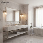 Cargar imagen en el visor de la Galería, Aplique de pared Tierlux de cristal transparente – Diseño arquitectónico Art Déco para baño y pasillo