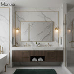 Cargar imagen en el visor de la Galería, Aplique de pared Tierlux de cristal transparente – Diseño arquitectónico Art Déco para baño y pasillo