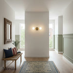 Load image into Gallery viewer, Glorica Glass Minimalist Metal Arm Globe Wall Sconce – Mid-Century Vanity Lighting for Mirror & Hallway