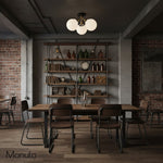 Load image into Gallery viewer, Glorica Glass Mid-Century Modern Globe Ceiling Light – Elegant Metal Semi-Flush Mount Lamp for Dining Rooms and Living Spaces