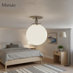 Load image into Gallery viewer, Glorica Opal Glass Semi-Flush Ceiling Light – Mid-Century Modern Fixture for Living Room