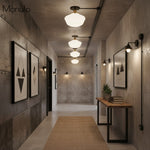 Load image into Gallery viewer, Geotower Rounded Opal Glass Schoolhouse Ceiling Light – Mid-Century Style – Bedroom & Hallway Fixture