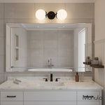 Cargar imagen en el visor de la Galería, Aplique de pared para baño de estilo moderno de mediados de siglo Lumio Globe Opal Glass