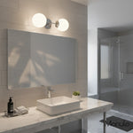Cargar imagen en el visor de la Galería, Aplique de pared para baño de estilo moderno de mediados de siglo Lumio Globe Opal Glass