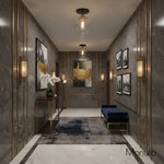 Load image into Gallery viewer, Glorica Glass Clear Globe Semi-Flush Ceiling Light – Modern Industrial Style for Living Room & Dining