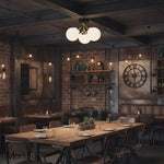 Load image into Gallery viewer, Glorica Glass Mid-Century Modern Globe Ceiling Light – Elegant Metal Semi-Flush Mount Lamp for Dining Rooms and Living Spaces