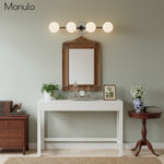 Load image into Gallery viewer, Glorica Glass Minimalist Metal Bar Vanity Light – Globe Wall Lamp for Dressing Room & Bathroom