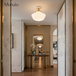 Load image into Gallery viewer, Geotower Rounded Opal Glass Schoolhouse Ceiling Light – Mid-Century Style – Bedroom & Hallway Fixture