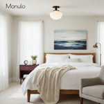 Load image into Gallery viewer, Geotower Rounded Opal Glass Schoolhouse Ceiling Light – Mid-Century Style – Bedroom & Hallway Fixture