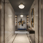 Load image into Gallery viewer, Geotower Rounded Opal Glass Schoolhouse Ceiling Light – Mid-Century Style – Bedroom & Hallway Fixture