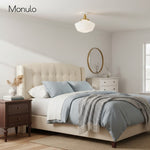 Load image into Gallery viewer, Geotower Rounded Opal Glass Schoolhouse Ceiling Light – Mid-Century Style – Bedroom & Hallway Fixture