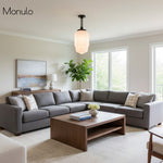 Load image into Gallery viewer, Geotower Glass Large Opal-Glass Skyscraper Pendant – Architectural Art Deco Hanging Light for Dining Room